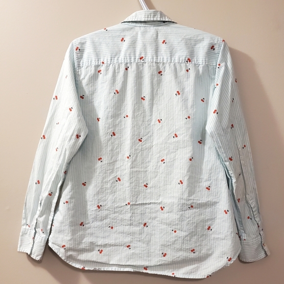 Gap - 🍒 Cherry Print and Striped Boyfriend Shirt - Size M - Picture 8 of 8